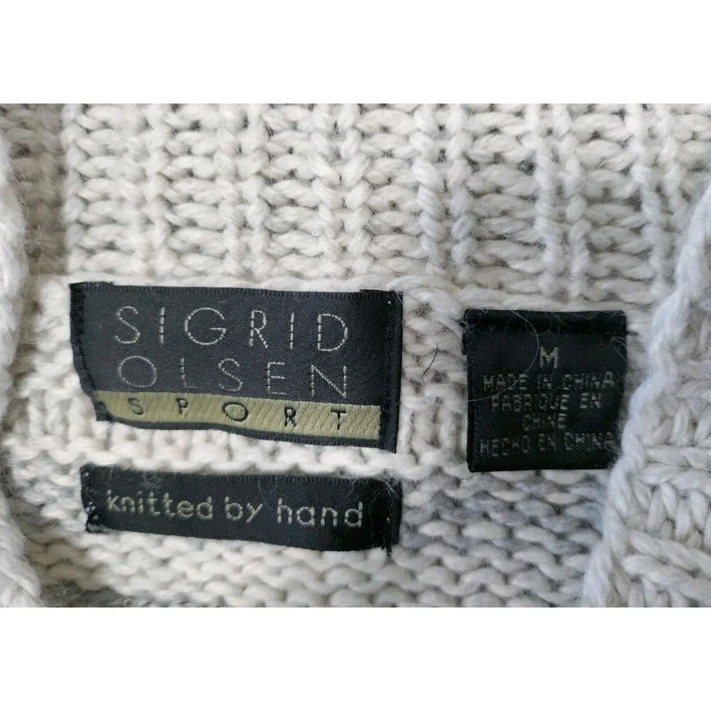 Vintage Sigrid Olsen Sweater Womens M Ramie Angora Silk Hand Knit Fair Isle